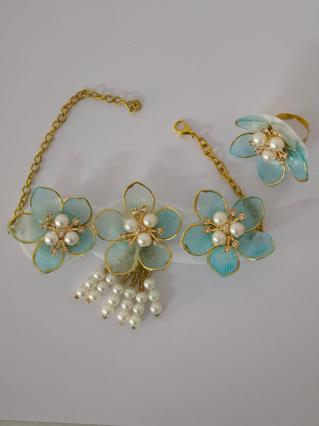 Elegant Floral Pearl Jewellery Set | Necklace & Earrings Combo for Weddings & Festive Wear