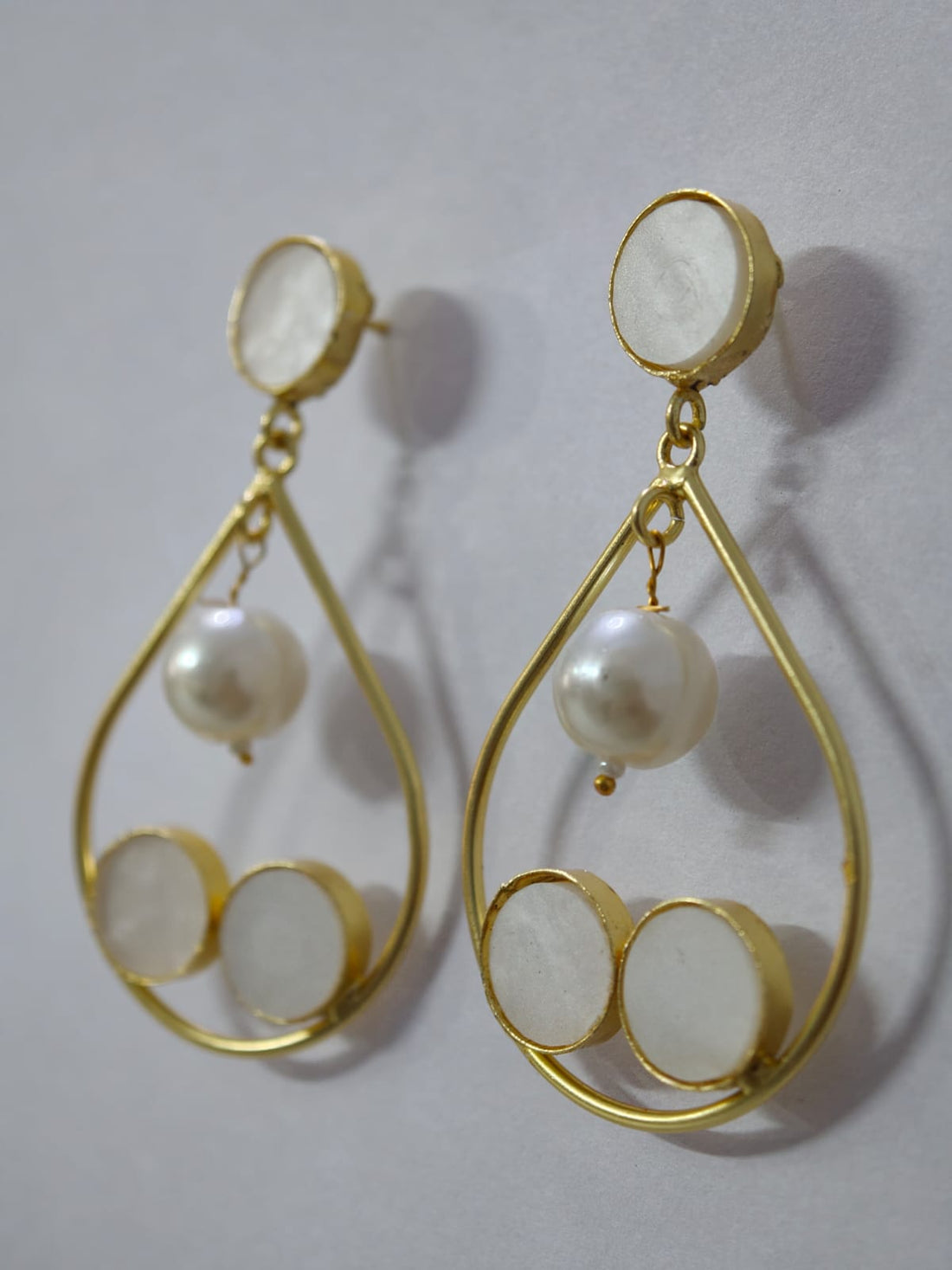 Elegant Pearl Drop Brass Earrings for Women