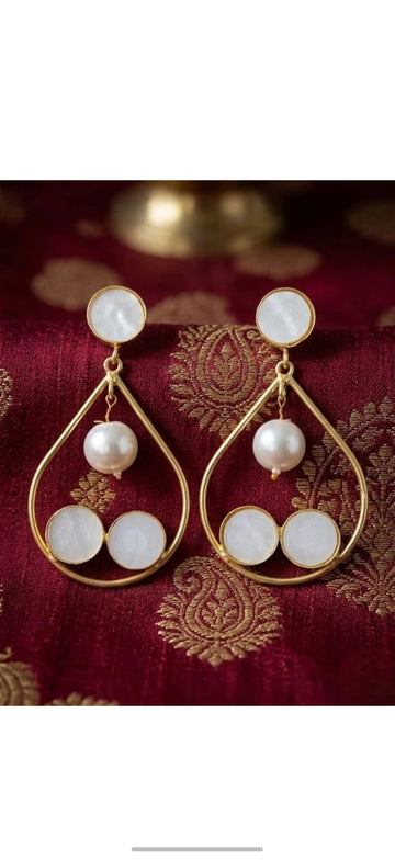 Elegant Pearl Drop Brass Earrings for Women
